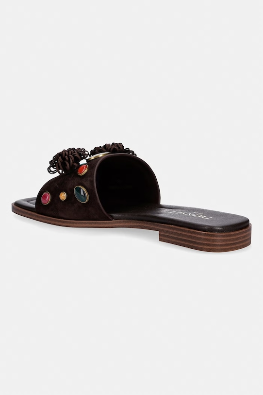 Obuwie Twinset klapki damskie nubukowe 261TGT062.12110 brązowy