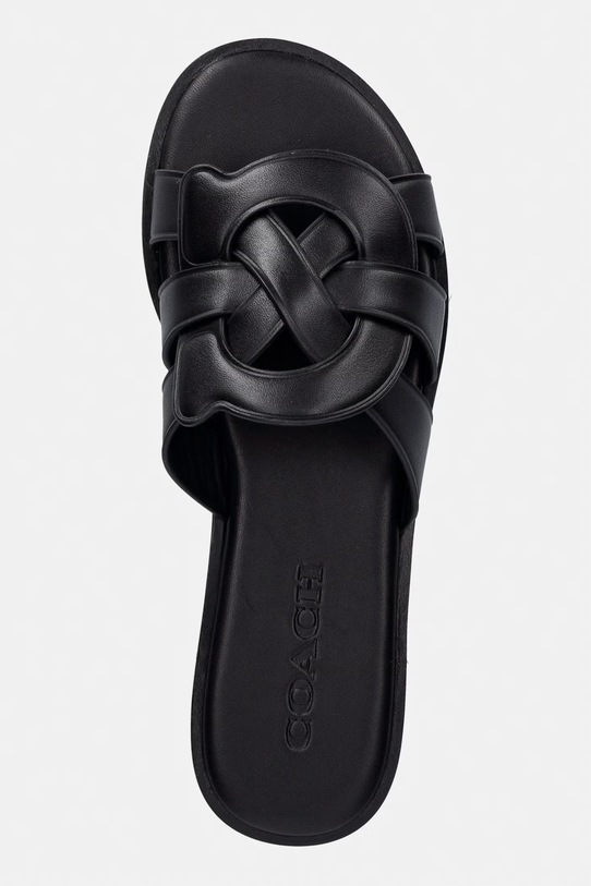 Coach natikače za žene od kože Lena Leather Slide Sandal crna CDE78.BLK
