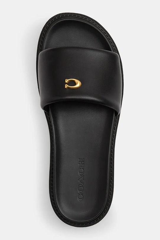 Coach klapki na płaskim obcasie damskie skórzane Brynn Leather Slide Sandal czarny CEF50.BLK