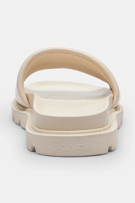 Obuwie Coach klapki na płaskim obcasie damskie skórzane Brynn Leather Slide Sandal CEF50.CHK biały