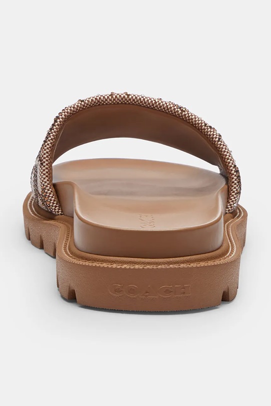 Obuwie Coach klapki na płaskim obcasie damskie Brynn Crystal Signature Slide CEF53.TN2 brązowy