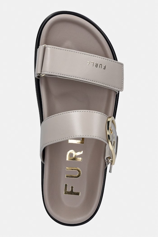 Furla klapki na płaskim obcasie damskie skórzane Solea beżowy YL56SOE.BX4513.4488S