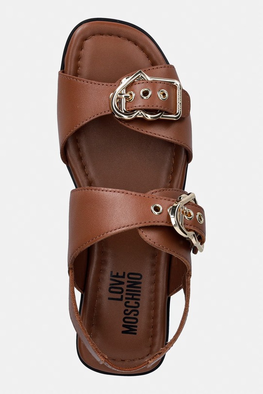 Love Moschino sandały damskie skórzane brązowy JA16112G0OIA0200
