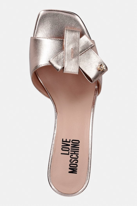 Love Moschino шльопанці на каблуку жіночі шкіряні рожевий JA28115G0OIF0600