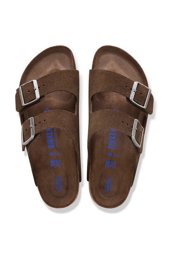 Birkenstock Arizona klapki na płaskim obcasie damskie zamszowe 1031640. brązowy
