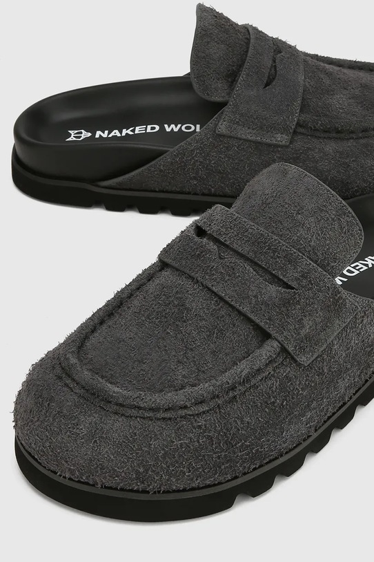 Obuwie Naked Wolfe klapki damskie zamszowe Cord.Dark szary