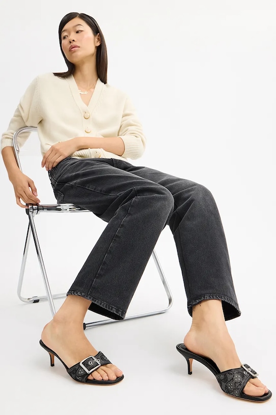 Coach klapki na szpilce damskie skórzane MARGOT CCM11.BLK