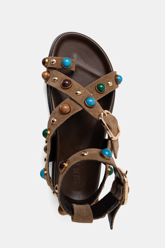 Steve Madden sandały damskie zamszowe Linear beżowy 11005515.275