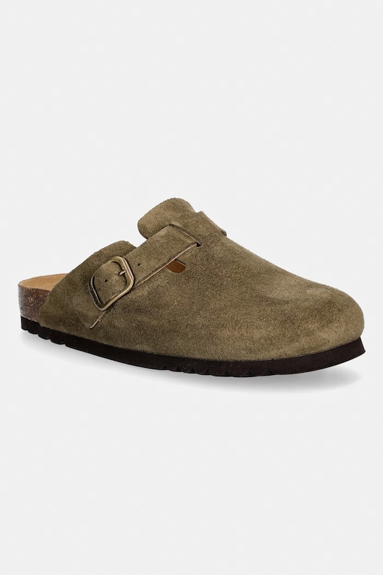 Scholl klapki z zakrytymi palcami damskie zamszowe FAE zielony F321981147