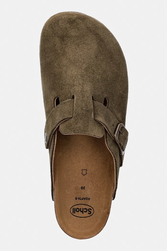 Scholl klapki z zakrytymi palcami damskie zamszowe FAE zielony F321981147