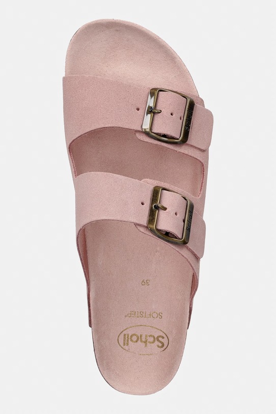 Scholl klapki damskie zamszowe JOSEPHINE różowy F305901048