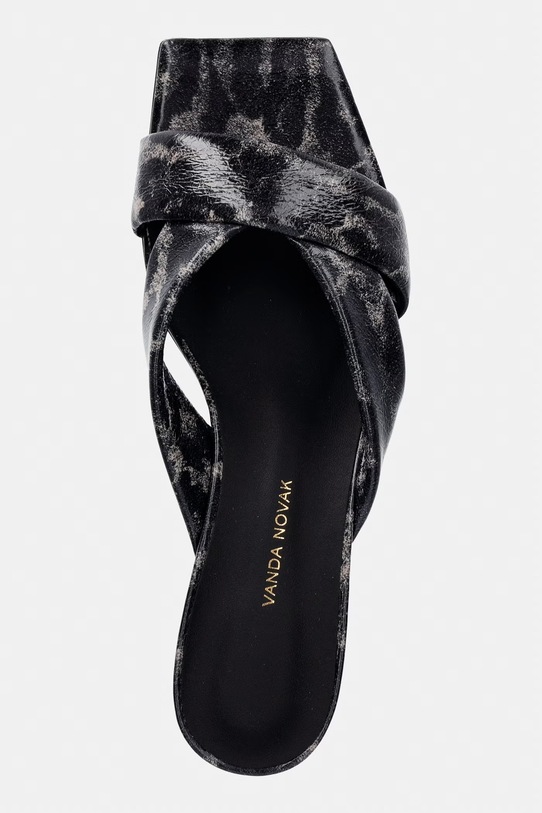 Vanda Novak σαγιονάρες χαμηλοτάκουνες Γυναικείες δερμάτινες μαύρο Maya.Gray.Leopard