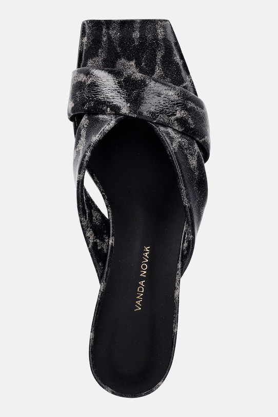 Vanda Novak σαγιονάρες χαμηλοτάκουνες Γυναικείες δερμάτινες μαύρο Maya.Gray.Leopard