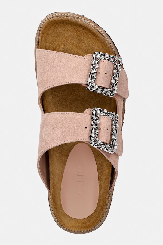 Pollini klapki z odkrytymi palcami damskie zamszowe beżowy SA28373G0OTF0609