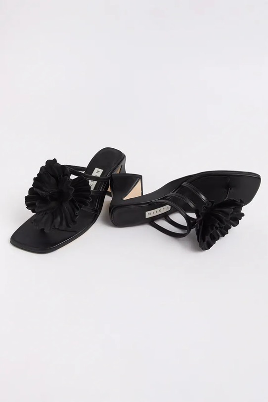 Miista klapki na słupku damskie skórzane Hara MI.6124 czarny SS26