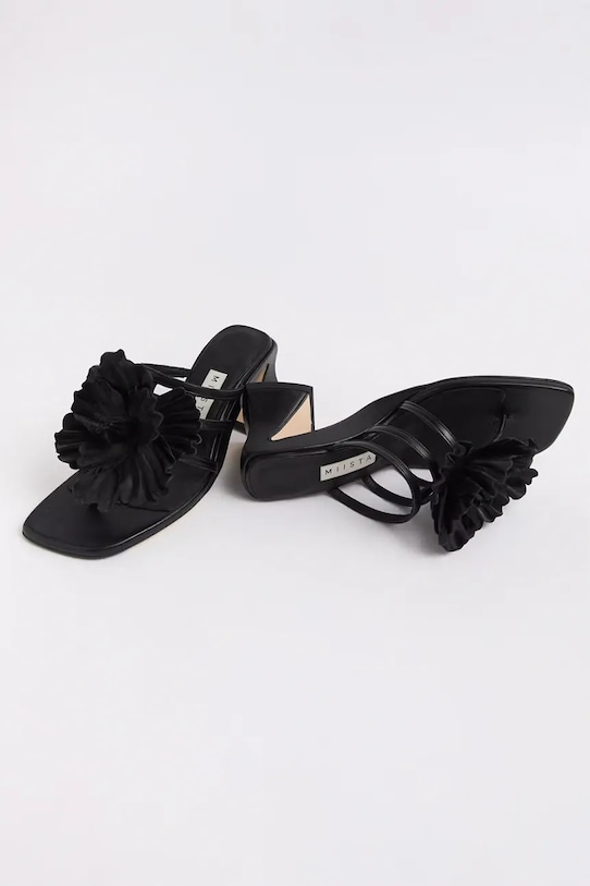 Miista klapki na słupku damskie skórzane Hara MI.6124 czarny SS26