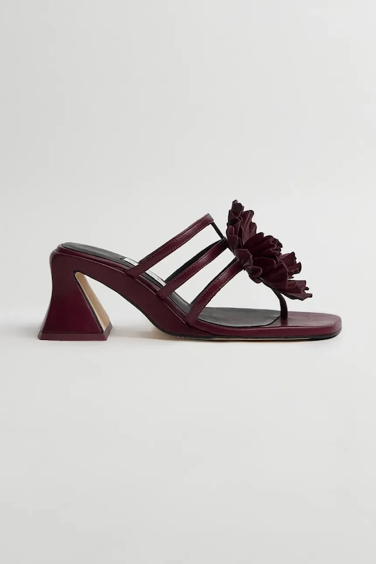 Miista papuci cu călcâiul deschis pentru femei, din piele Hara burgundia MI.6123