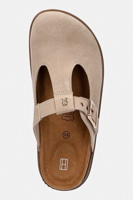 Tommy Hilfiger klapki mules dziecięce zamszowe beżowy T3A2.34310