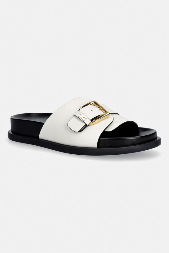 Elisabetta Franchi klapki skórzane dziecięce beżowy F4A2.E0600