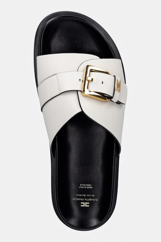 Elisabetta Franchi klapki skórzane dziecięce beżowy F4A2.E0600