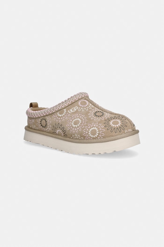 UGG kapcie zamszowe dziecięce TAZZ SUN STITCH beżowy 1175210K