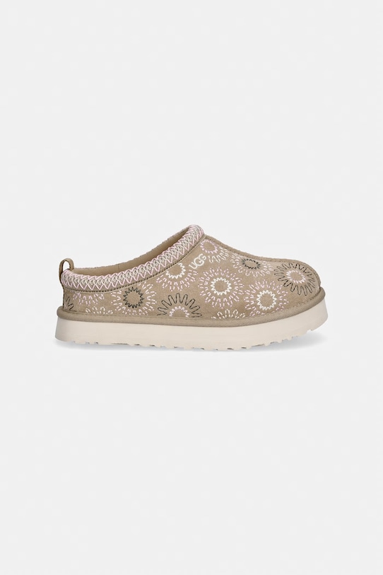 UGG kapcie zamszowe dziecięce TAZZ SUN STITCH 1175210K beżowy SS26