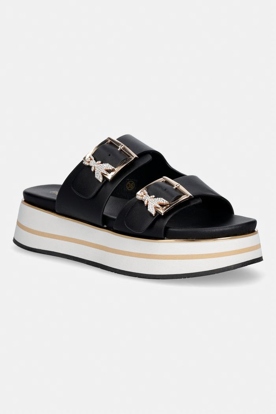 Patrizia Pepe klapki dziecięce skórzane czarny PPJ389