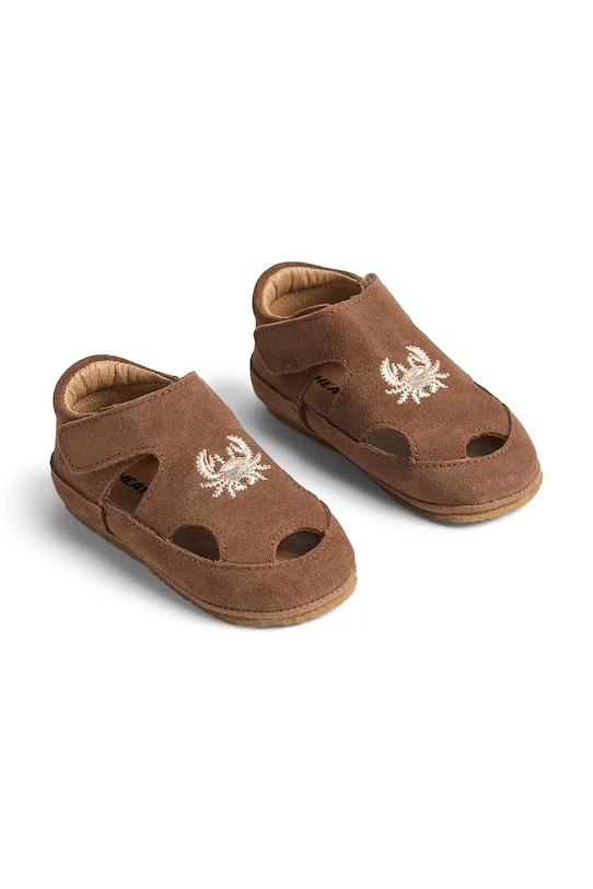 Wheat kapcie zamszowe dziecięce WF601.01 brązowy SS26
