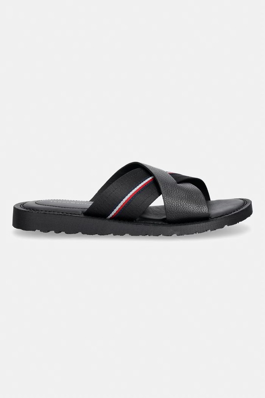 Tommy Hilfiger klapki męskie skórzane CORE HILFIGER LTH CRISS C SANDAL FM0FM05783 czarny SS26