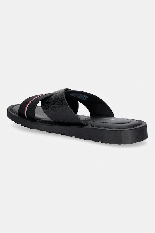 Obuwie Tommy Hilfiger klapki męskie skórzane CORE HILFIGER LTH CRISS C SANDAL FM0FM05783 czarny