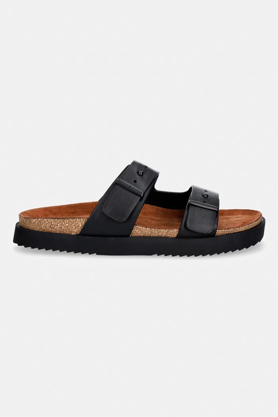 Tommy Hilfiger pantofle pánské kožené HILFIGER CHAMBRAY BEACH SANDAL FM0FM05754 černá SS26