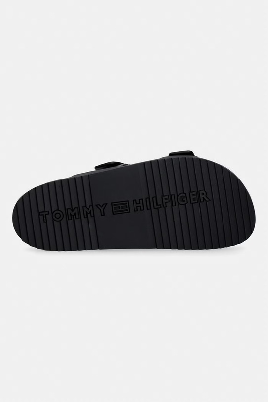 Tommy Hilfiger pantofle pánské kožené HILFIGER CHAMBRAY BEACH SANDAL FM0FM05754 černá
