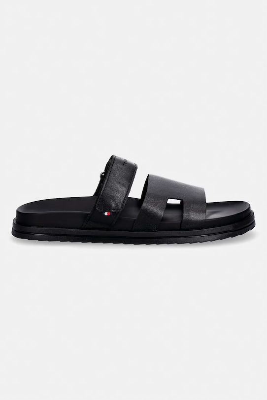 Tommy Hilfiger klapki męskie skórzane ADJUSTABLE PREMIUM LTH SANDAL FM0FM05773 czarny SS26