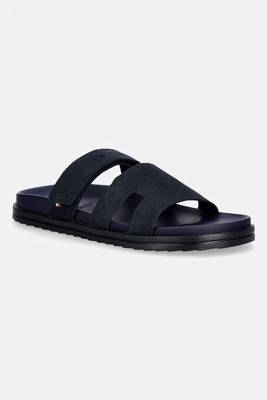 Tommy Hilfiger papuci bărbați din piele întoarsă ADJUSTABLE PREMIUM SUEDE SANDAL bleumarin FM0FM05774