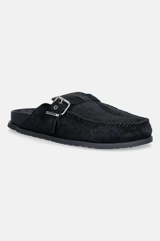 Tommy Jeans klapki męskie zamszowe BIND MULE WASHED SUEDE czarny EM0EM01722