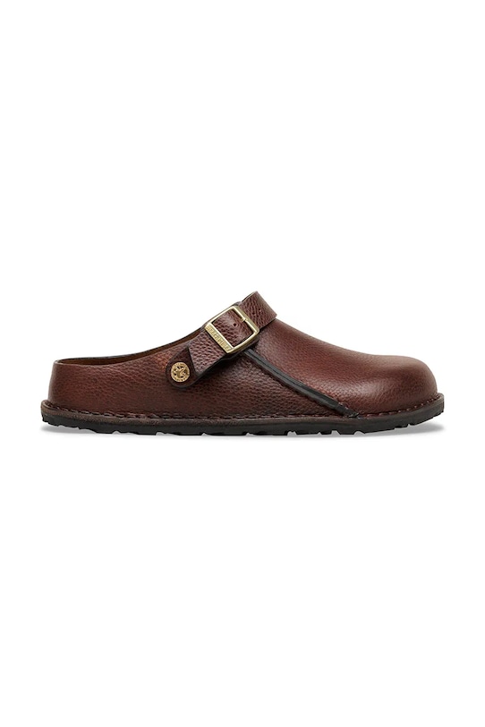 Birkenstock klapki nubukowe Lutry brązowy 1031314