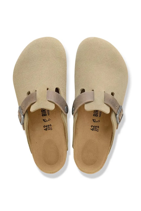 Birkenstock klapki zamszowe Boston zielony 1031516