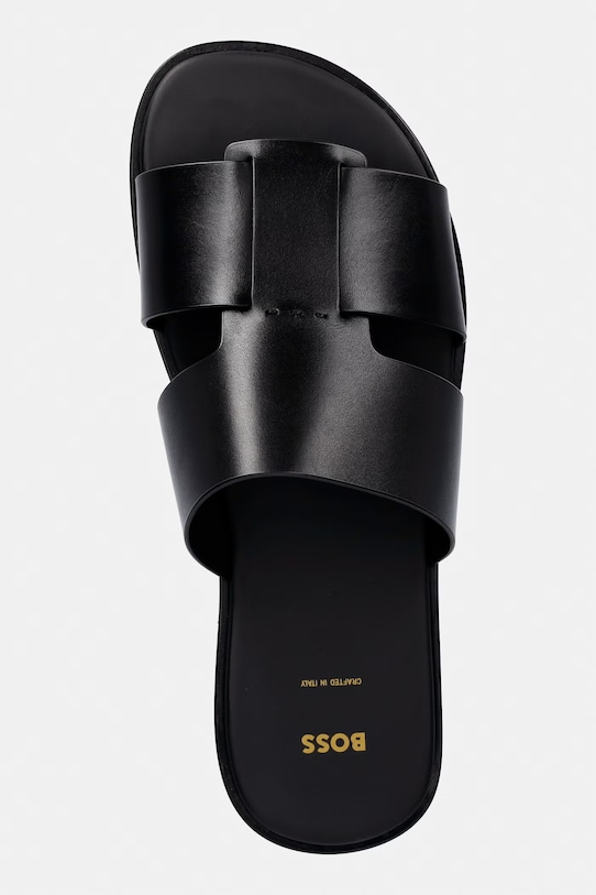 BOSS klapki męskie skórzane Kael czarny 50539243.001