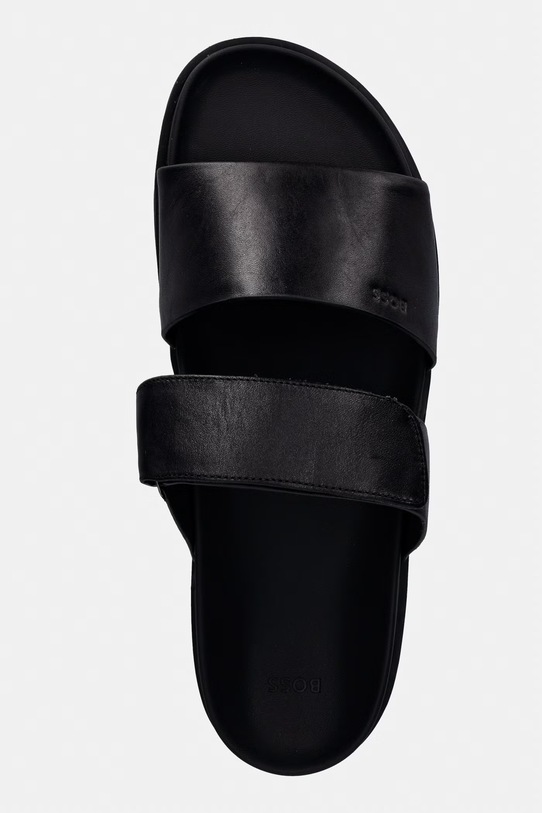 BOSS Ciabatte slide da uomo in pelle Hedrik nero 50563153.001