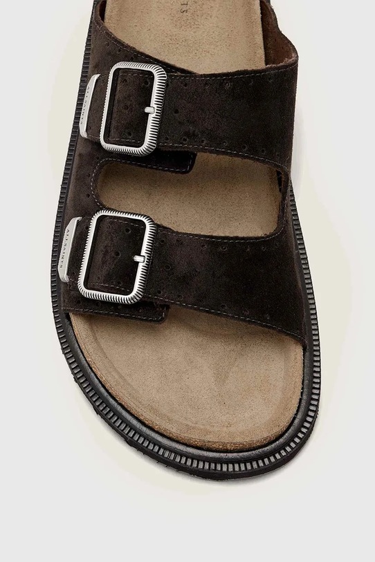 Παντόφλες σουέτ AllSaints Randal Sandal M002FC καφέ