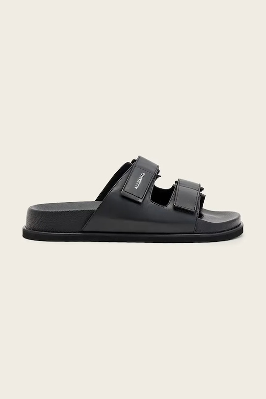 AllSaints klapki męskie skórzane Vex Sandal czarny M032FE