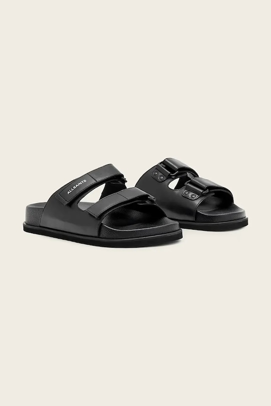 AllSaints klapki męskie skórzane Vex Sandal M032FE czarny SS26