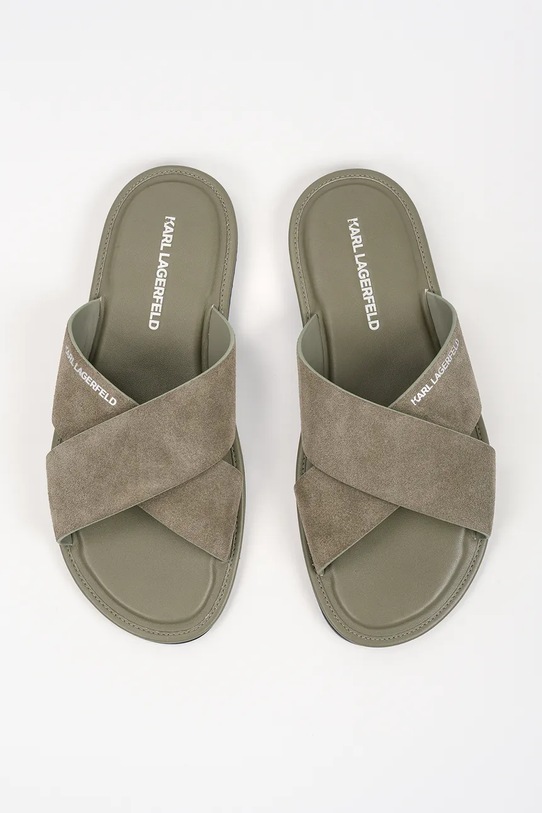 Karl Lagerfeld klapki męskie zamszowe Kastor Iv zielony KL70213C.5KH