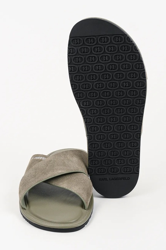 Karl Lagerfeld klapki męskie zamszowe Kastor Iv KL70213C.5KH zielony