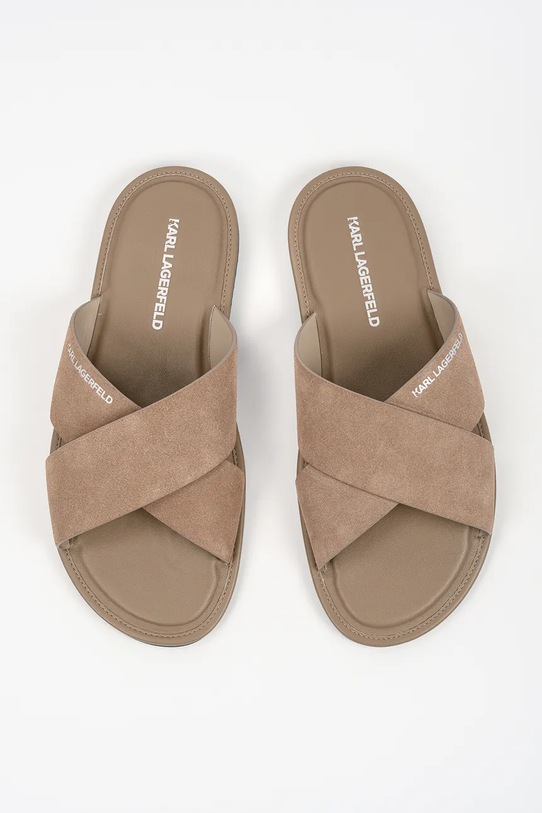 Karl Lagerfeld klapki męskie zamszowe Kastor Iv beżowy KL70213C.5TN