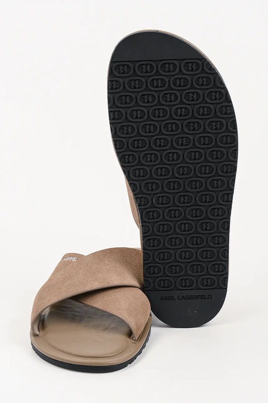 Karl Lagerfeld klapki męskie zamszowe Kastor Iv KL70213C.5TN beżowy