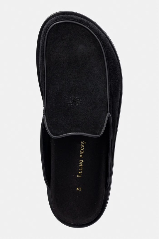 Filling Pieces Clog Suede klapki mules męskie zamszowe czarny 112613332214.130