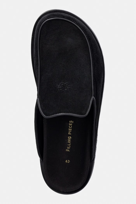 Filling Pieces Clog Suede klapki mules męskie zamszowe czarny 112613332214.130