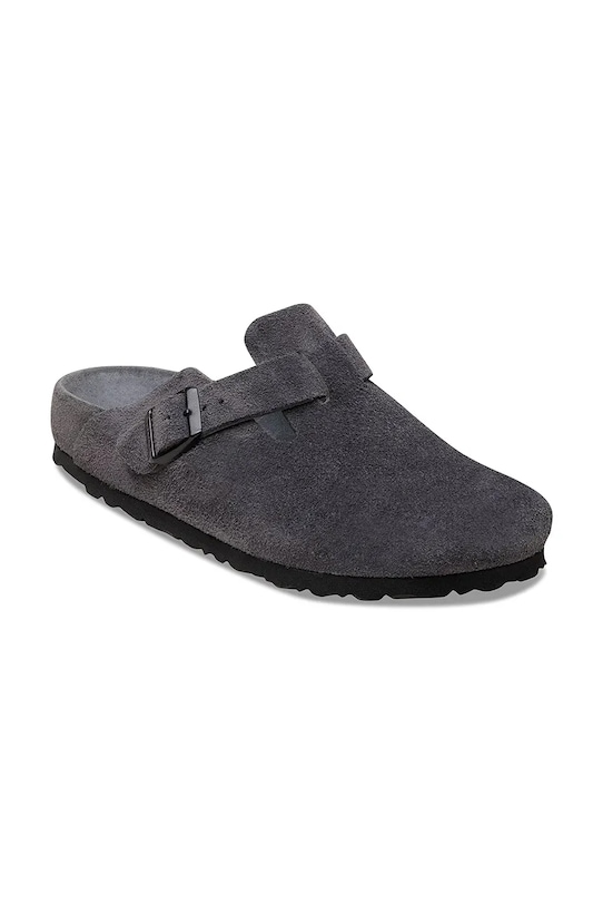 Birkenstock Boston EXQ LEVE klapki na płaskim obcasie męskie zamszowe 1031485 szary SS26