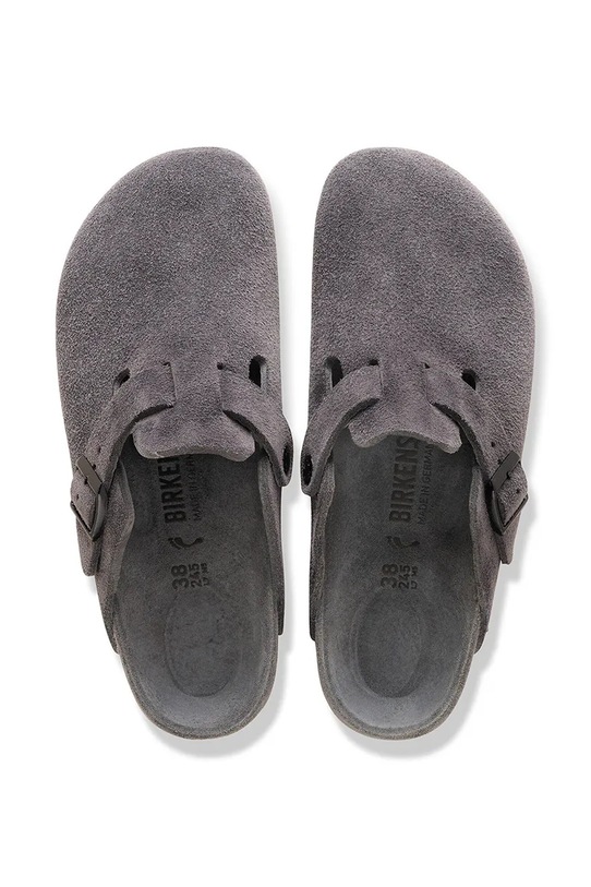 Birkenstock Boston EXQ LEVE klapki na płaskim obcasie męskie zamszowe 1031485 szary